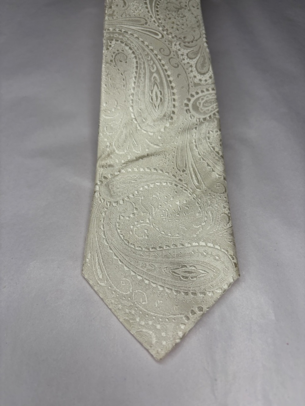 Alfani Men's Ivory Paisley Silk Tie Wedding Formal